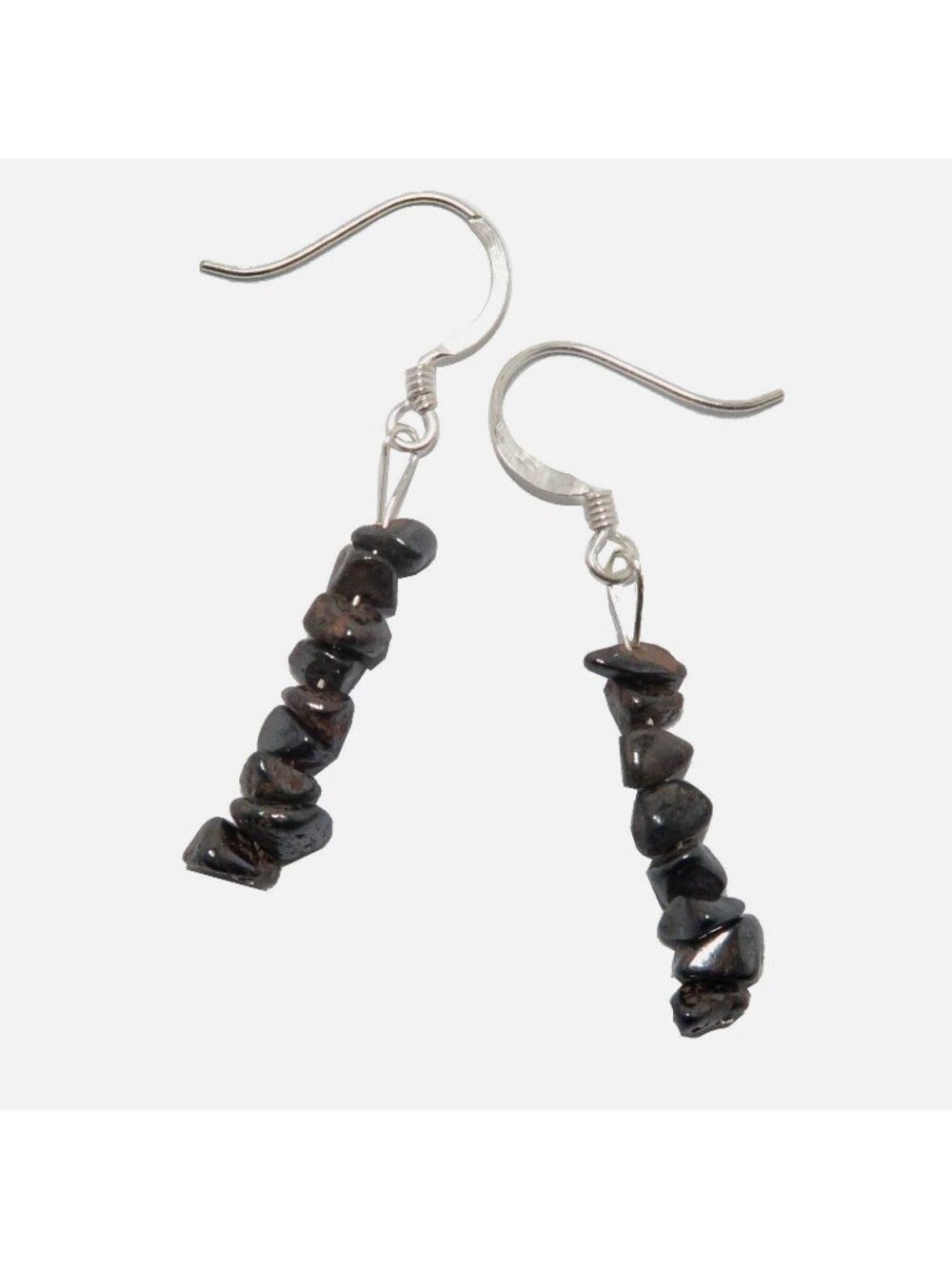 Hematite Earrings Positive Energy Dangle Stones Shiny Gray Metallic Rock Jewelry